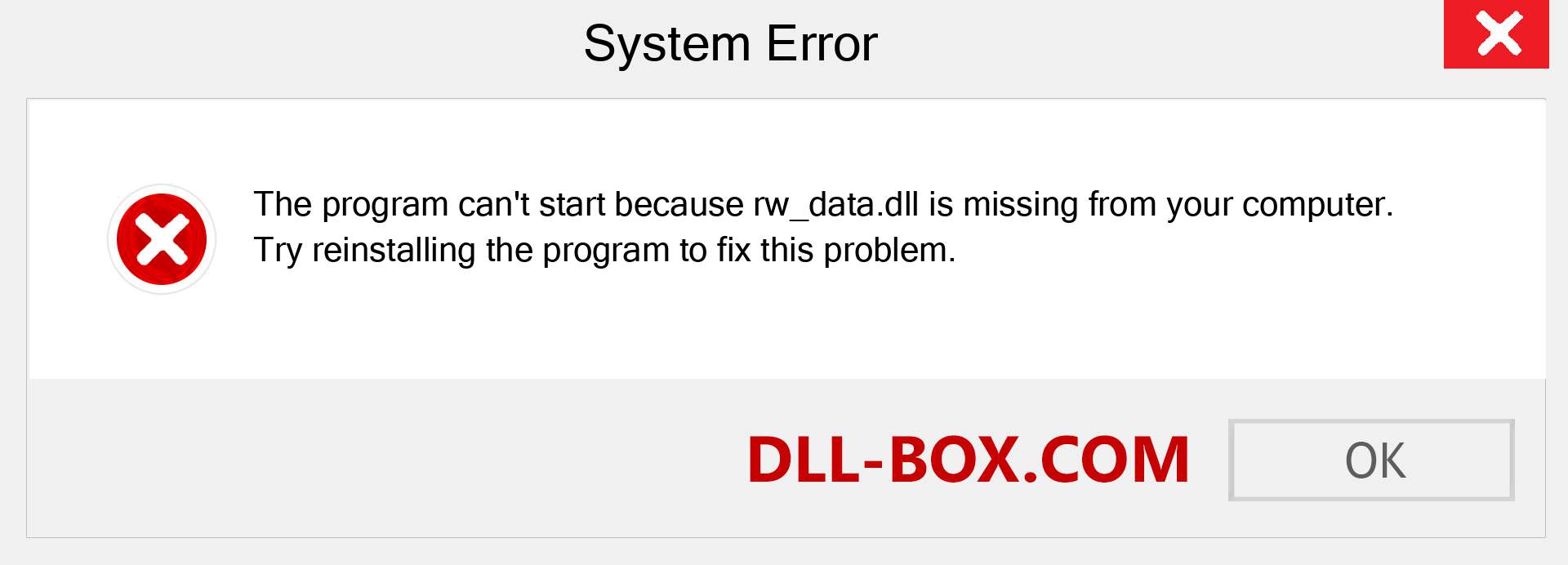  rw_data.dll file is missing?. Download for Windows 7, 8, 10 - Fix  rw_data dll Missing Error on Windows, photos, images